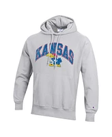 Champion Men's Heather Gray Kansas Jayhawks Vault Late Night Reverse Weave Pullover Hoodie