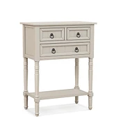 Slickblue Narrow Console Table with 3 Storage Drawers and Open Bottom Shelf