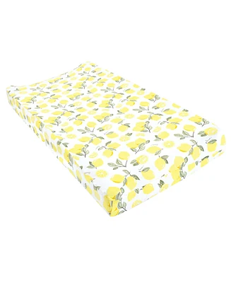 Hudson Baby Infant Girl Changing Pad Cover, Lemon, One Size