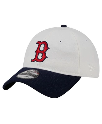 New Era Men's Cream Boston Red Sox Leather Strap 9TWENTY Adjustable Hat