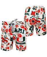 Wes & Willy Big Boys and Girls White Miami Hurricanes Allover Print Vault Tech Swim Trunks