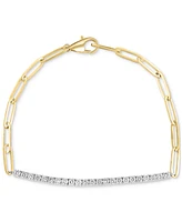 Effy Diamond Line & Paperclip Link Bracelet (7/8 ct. t.w.) in 14k Two-Tone Gold