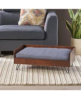 Streamdale Furniture Mid-Century Modern Pet Bed With Acacia Wood Frame And Hairpin Legs