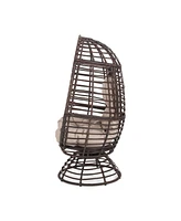Rafael Outdoor Wicker Swivel Egg Chair With Cushion