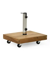 Acacia Wood Umbrella Base With Concrete Core