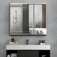 30x26" Medicine Cabinet with Mirror, Recessed or Wall Mount, Ample Storage