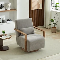 30.3"W Swivel Accent Chair with Solid Wood Arms & Comfy Cushion