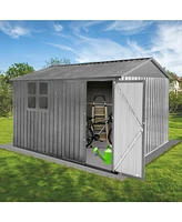 10FTx8FT Metal Garden Shed with Window, Durable Storage