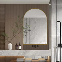 24x36" Recessed Gold Metal Medicine Cabinet with Mirror