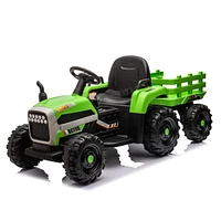 Streamdale Furniture 24V Electric Ride-On Tractor with Trailer, Remote Control, Music, Lights, Safety Belt