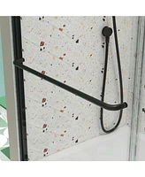 Bypass Shower Door, Sliding, 56"-60"W x 58"H, Tempered Glass, Matte Black