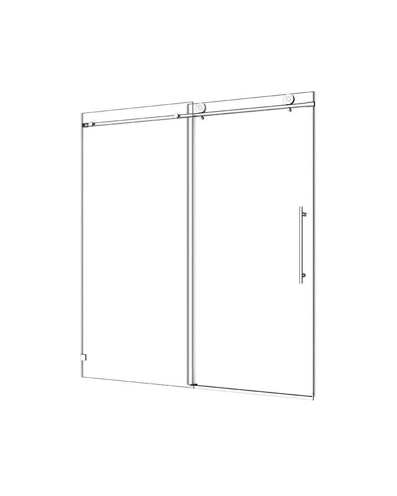 Streamdale Furniture Chrome Frameless Shower Door with Soft-Closing Function