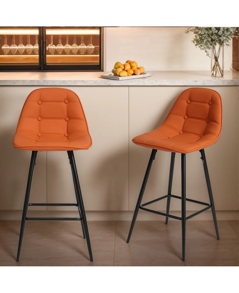 Simplie Fun Modern Faux Leather Barstools with Footrest