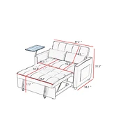 Streamdale Furniture Cream Velvet Convertible Sofa Bed with Adjustable Positions