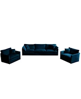 Streamdale Furniture Modern 3-Piece Sofa Set: Chenille Fabric, Blue