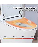 Heated Seat Smart Toilet, Compact Dual Flush, Adjustable Temp Seat, Foot Sensor Flush