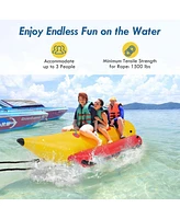 Costway 3-Person Inflatable Banana Boat with Boating and Water Sports Electric Air Pump