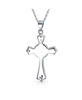 Bling Jewelry Silver Opal Cz Cross Pendant Necklace 18in Chain