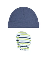 Hudson Baby Baby Boys Hudson Unisex Cotton Cap and Scratch Mitten Set