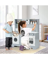Sugift Wooden Kitchen Pretend Play Toy for Kids with Realistic Light and Sound