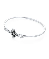 Bling Jewelry Sterling Silver Oxidized Religious Inspirational Christian Sideways Irish Knot Celtic Cross Bangle Bracelet For Women