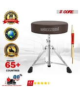 5 Core Drum Throne • Height Adjustable Guitar Stool • Thick Padded Comfortable Drummer Chair Brown Ds Ch Br