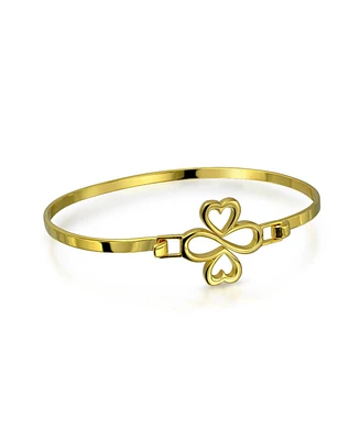 Bling Jewelry Gold Plated Sterling Silver Ayllu Amulet Talisman Heart Infinity Clover Bangle Bracelet - Love Luck Unity Inspirational For Women