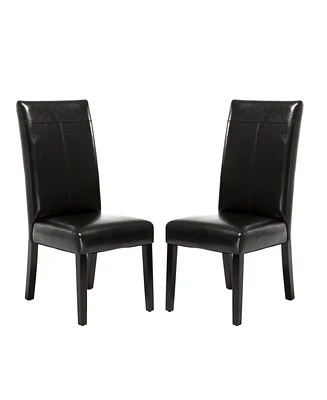 Simplie Fun Upholstered Dining Chair, Black Pu Leather, Espresso Legs