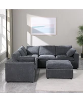 Streamdale Furniture Modular Sectional Sofa, Convertible L-Shaped Couch with Ottoman