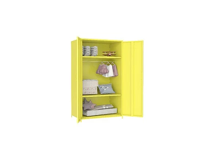 Simplie Fun Kids Metal Storage Locker Cabinet with 3 Shelves and Hanging Rod