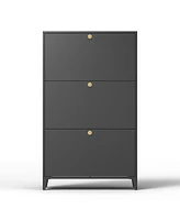 Streamdale Furniture 3-Drawer Steel Shoe Cabinet: Eco-friendly, Odor-Free, Ample Storage