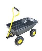 Streamdale Furniture Folding Poly Garden Dump Truck, 10" Pneumatic Tires, 300 lb Capacity