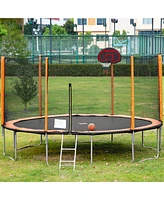 Streamdale Furniture 14FT Advanced Trampoline with Basketball Hoop, Ladder, and Outer Safety Enclosure