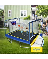 Streamdale Furniture 8FT x 12FT Rectangle Trampoline with Basketball Board, Ball Inflator, and Ladder