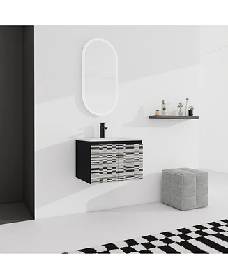 Simplie Fun Wall-Mounted Vanity with Ceramic Sink & Soft-Close Doors