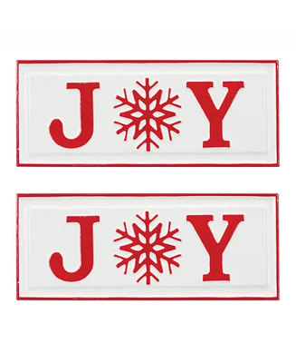 Slickblue Festive Joy Signs Set of 2 Rustic Holiday Decor for Home