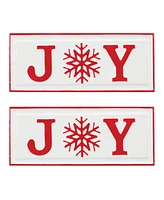 Slickblue Festive Joy Signs Set of 2 Rustic Holiday Decor for Home