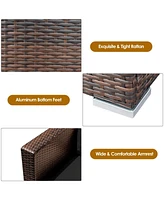 Skonyon 3 Pieces Patio Conversation Rattan Furniture Set with Cushion