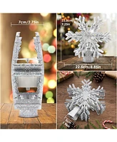 Cowin 9.6” Christmas Tree Topper with Silver Snowflake Led Projector