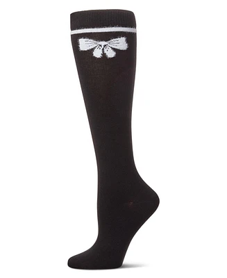 Memoi Big Girls Fuzzy Bow Knee High Socks