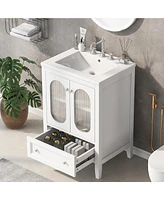 Streamdale Furniture 24" Bathroom Vanity with Sink, Drawer, Doors, Adjustable Shelf