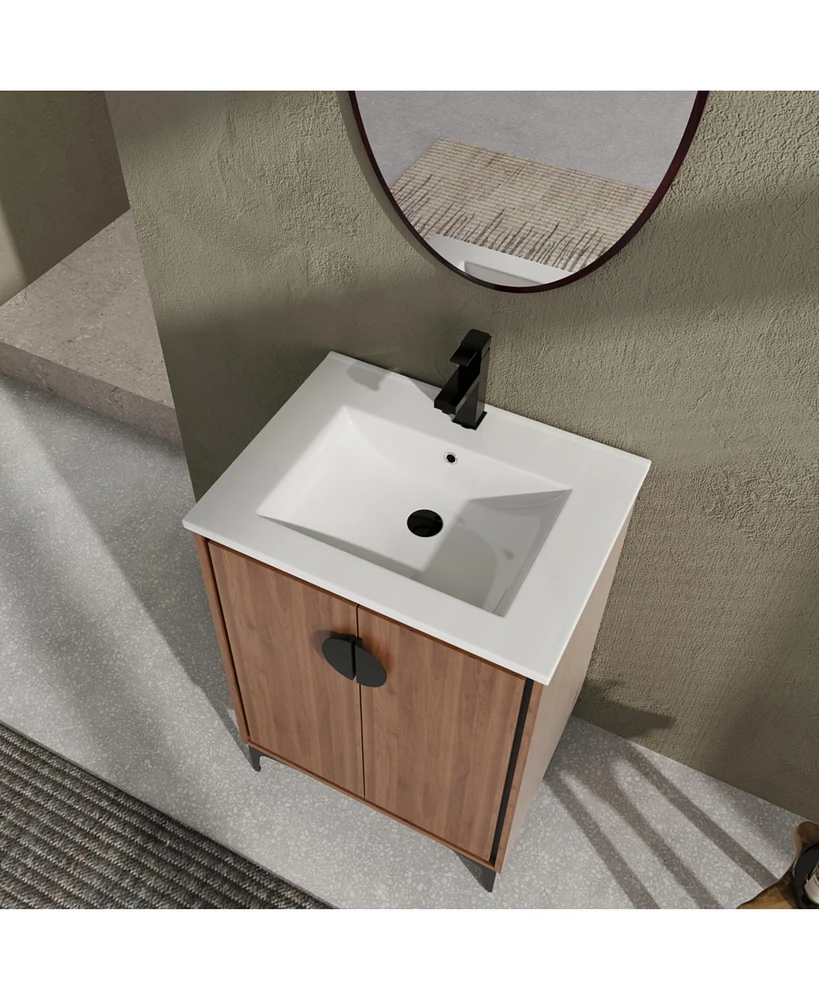 Simplie Fun 24" Modern Bathroom Vanity with Sink & Storage Cabinet