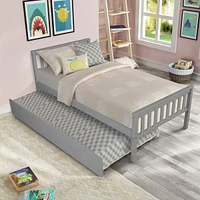 Streamdale Furniture Twin Bed with Trundle, Platform Frame, Headboard/Footboard, Grey