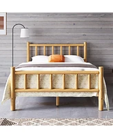 Streamdale Furniture Farmhouse Queen Log Bed Frame: Solid Pine, Rustic Style