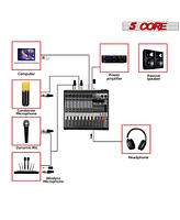 5 Core Audio Mixer 8 Channel Dj Controller Professional Sound Board Bluetooth Usb 48V Mx 8CH L