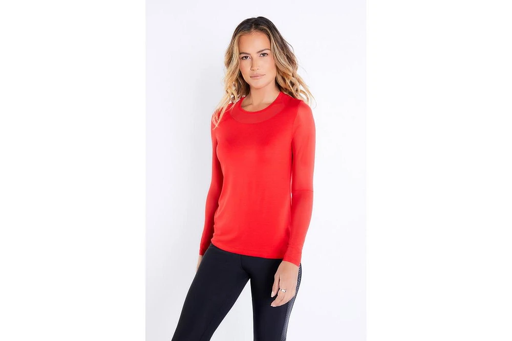 Anatomie Women's Kim Mesh-Sleeve Top Pima Modal