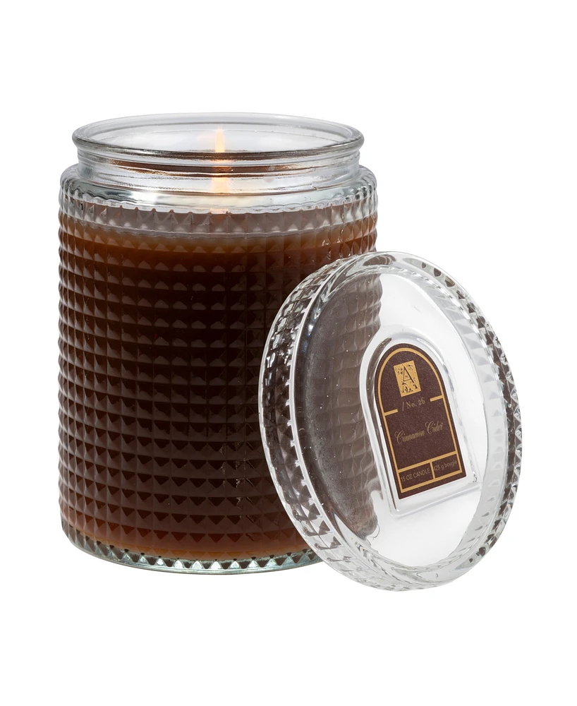 Aromatique Cinnamon Cider Textured Glass Candle with Lid, 15oz