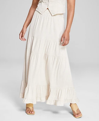 And Now This Women's Solid Pull-On Tiered A-Line Maxi Skirt, Created for Macy's