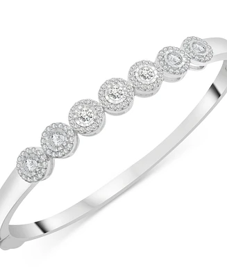 Diamond Halo Bangle Bracelet (1 ct. t.w.) in Sterling Silver