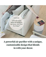 Dupray Bloom Air Purifier, Smart Hepa-13 Medical-Grade Filtration, Large Rooms (1,517 Sq. Ft.) with Oak Accent Table